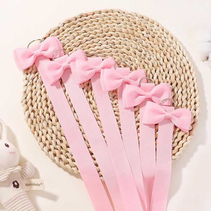 YLEN YHXX 8 PCS Pink Bow Holder for Girls Hair Bows Baby Bow Organizer Baby Hair Accessories Organizer Storage Wall Hanging Home Decor for Girls Room