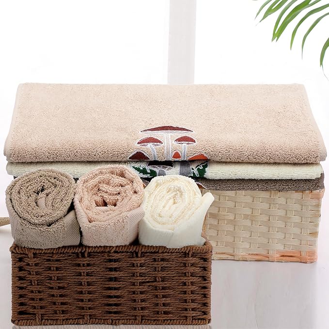 3 Pcs Mushroom Decorative Hand Towels for Bathroom Decor Mushroom Kitchen Towels Set Farmhouse 100% Cotton Embroidered Towel for Bathroom Kitchen 13.3 x 29.5''