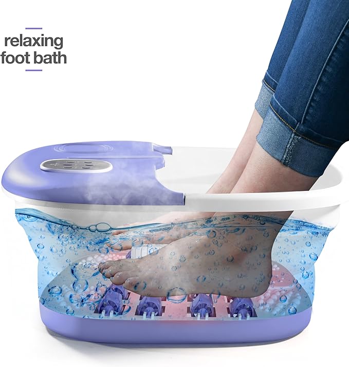 Medical king Foot Spa with Heat and Massage and Jets Includes A Remote Control A Pumice Stone Collapsible Foot Spa Massager with Heat and Massage Bubbles and Vibration