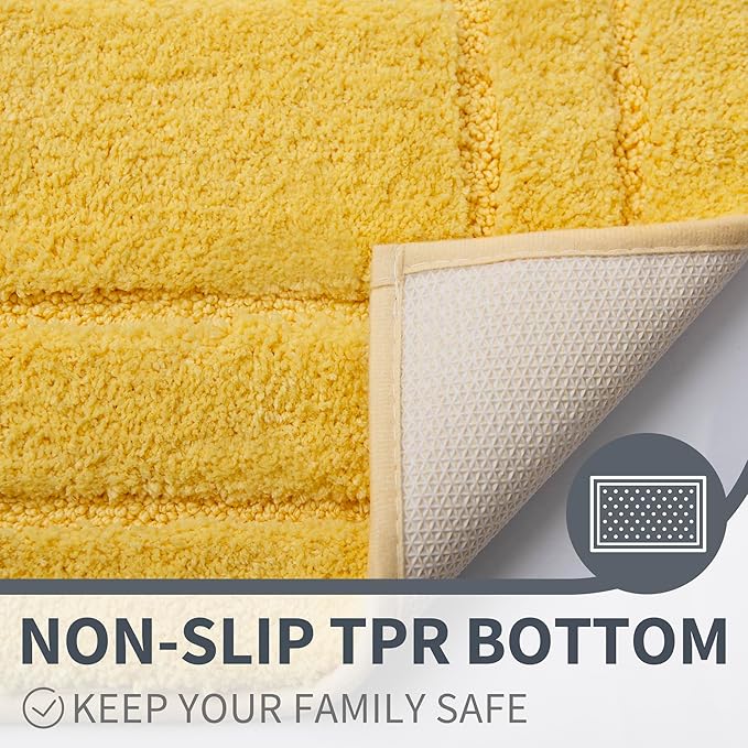 GRANNY SAYS Bathroom Rugs, Soft Bath Mats for Bathroom, Bath Rugs Non Slip Washable Rug, 32" x 20", Water Absorbing Bath Mat, Shaggy Rug Bath Mats for Floor, Yellow