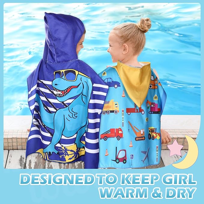 6 Pcs Kids Hooded Towel Kids Bath Towels with Hood Microfiber Baby Pool Beach Towel for Boy Girls Toddler(47 x 24 Inch,Vivid Style)