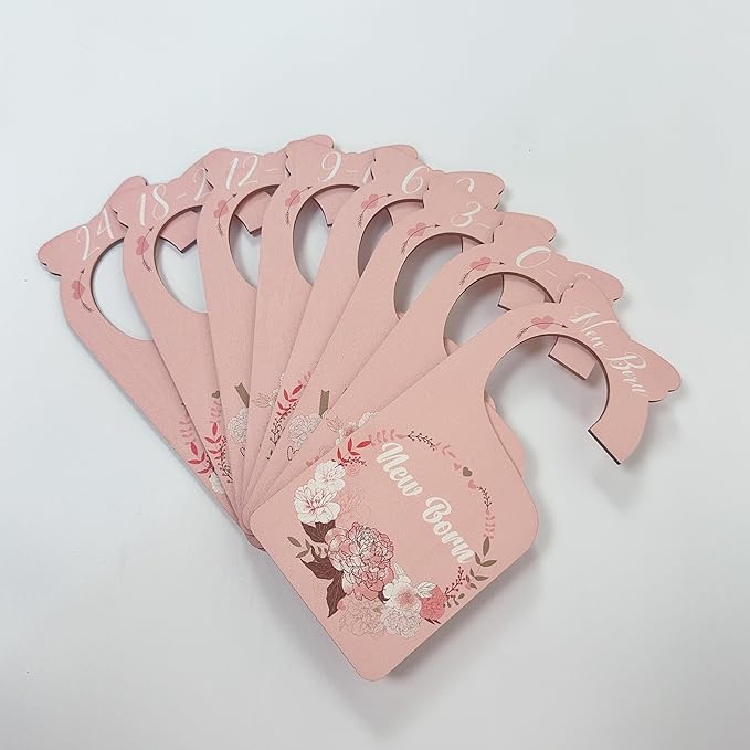 Baby Closet Dividers Pink 8pcs Baby Clothes Dividers for Closet Double-Sided Wooden Baby Closet Organizer Nursery Decor for Girls Wardrobe