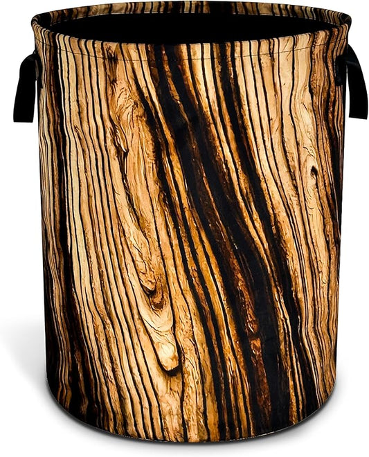Wood Grain Laundry Basket Tree Stump Texture Foldable Oxford Cloth Funny Tote Bag Laundry Hamper Clothes Storage Bucket Organizer For Bathroom/Laundry Storage/Bedroom 17.7x13.7 Inch