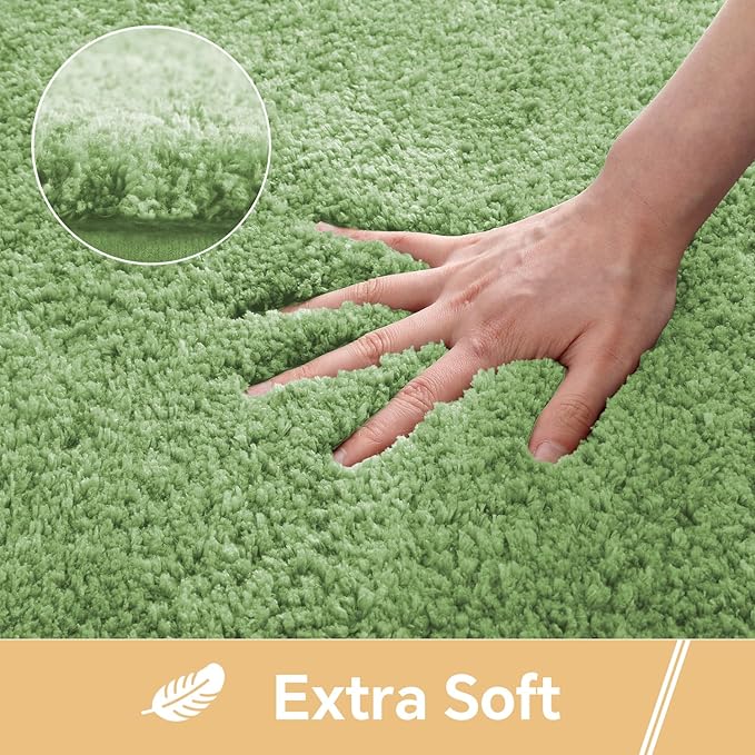 Hunter Green Bathroom Rugs 24"x36" - Fluffy Microfiber Bath Mat, Non Slip and Absorbent Bathroom Floor Mat, Machine Washable Plush Rug - Ideal for Tub, Cabinet or Washroom