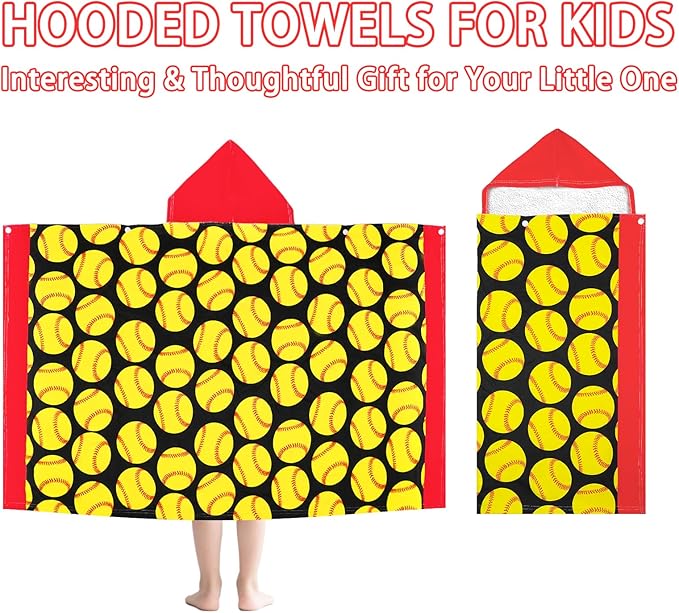 Hooded Poncho Towels for Kids - Ultra Soft 100% Cotton Softball Toddler Hood Bath Towels/Pool Terry Towel Beach Wrap Absorbent Cute Bath & Swim Wrap Gift for Boys & Girls 3-10 Years - Yellow