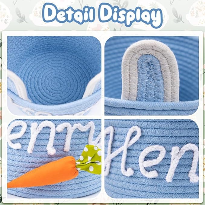Personalized Easter Basket for Kids, Custom Name Easter Bunny Basket, Baby Name Gift