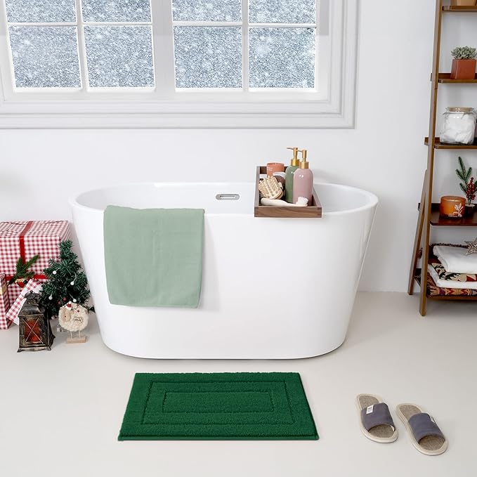 GRANNY SAYS Bathroom Rug, 16" X 24" Bath Rugs for Bathroom, Microfiber Cute Bath Mats, Washable Rug for Bath Tub, Bath Mat Non-Slip, Decorations Indoor, Green