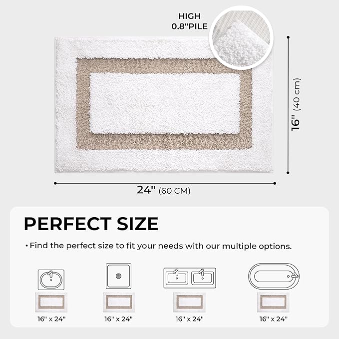 GRANNY SAYS Microfiber Bathroom Rugs Non Slip Washable, Water Absorbent Bathroom Mats for Tub, Soft Bath Mats for Bath Floor & Shower, Bath Rug, 16" x 24", Khaki Bath Rugs