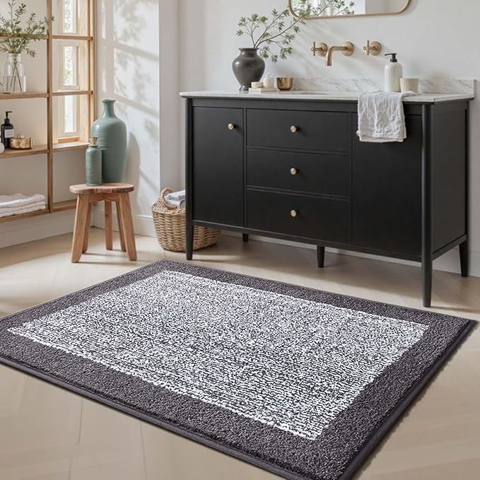 48x32 Large Bathroom Rugs Washable Non Slip, Grey Bath Mat for Bathroom Floor Tub, Soft Absorbent Quick Dry Mats for Shower, Bathtub,Home Decor