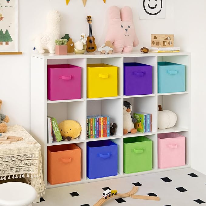 GRANNY SAYS 11 Inch Cube Storage Bins, Colorful Cube Storage Organizer, Fabric Storage Bins, Storage Cubes for Shelves, Closet, Toy Storage Bins for Kids Room, Play Room, Rainbow, 8-Pack