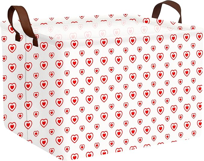 Large Valentine's Day Basket Heart Shaped Storage Bin for Gifts Collapsible Organizer Room Decor (Small Hollow Love)