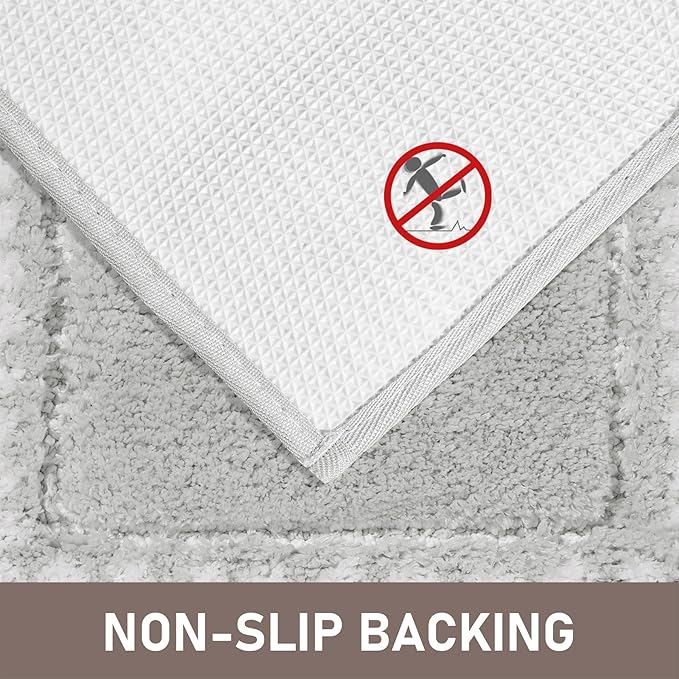 Gray Bathroom Rugs 18x24, Non Slip Washable Bath Mats,Super Soft Microfiber Bathroom Mats, Plush Fluffy Absorbent Bath Rugs for Sink Tub Basin Shower Floor