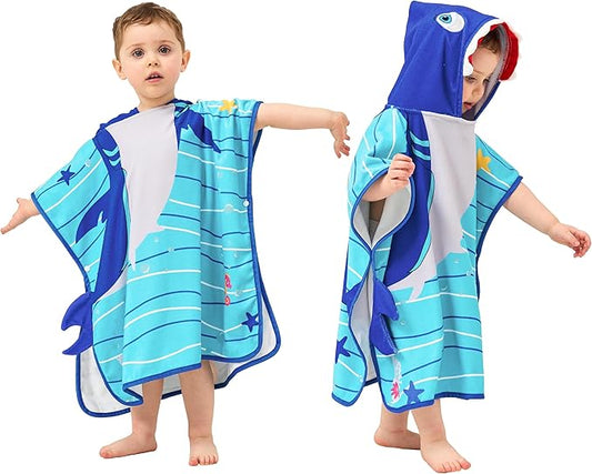 LOLANTA Hooded Towel for Kids Lightweight Swim Poncho Bath Pool Beach Toddler Towels Shark Towel Baby Gifts (Shark, 1-3T)