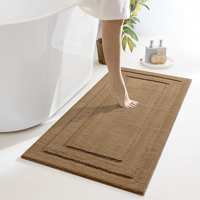 GRANNY SAYS Large Bathroom Rugs Non Slip Washable, 24" x 48", Water Absorbent Bath Mats for Bathroom, Thick Soft Shaggy Bath Rug, Microfiber Shower Room Floor Mat Decor, Champagne