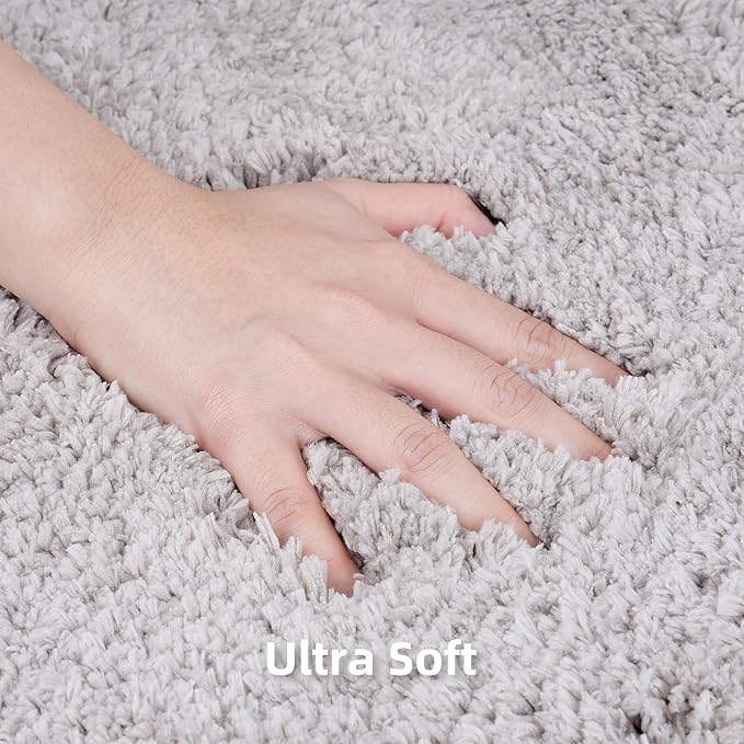 3 Pieces Luxury Bathroom Rug Set with U-Shaped Toilet Rug, Non-Slip Rubber Bottom, Thick Microfiber Fluffy Plush, Water absorption, Quick Dry, Ultra Soft, Bath Mats for Bathroom, Tub(Light Grey)