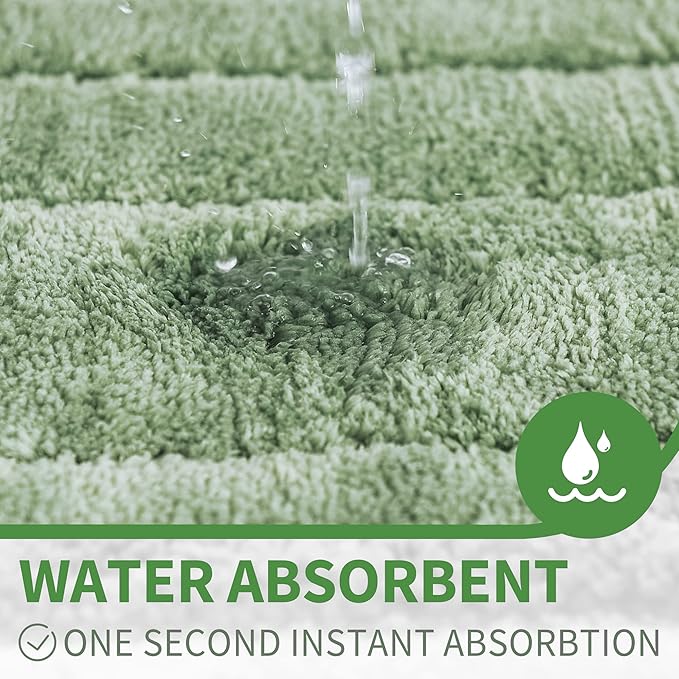 GRANNY SAYS Sage Green Bathroom Rugs Non Slip, 16" x 24", Small Bathroom Rug Washable，Bath Rugs for Shower Room，Bath Mats for Floor, Microfiber Bath Mat for Tub, Absorbent Shower Rug