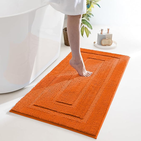 GRANNY SAYS Bathroom Rugs Non Slip, 24" x 48", Bath Rugs for Bathroom Washable, Bath Mats for Floor, Microfiber Bath Mat for Tub, Absorbent Bath Rugs for Shower Room, Orange