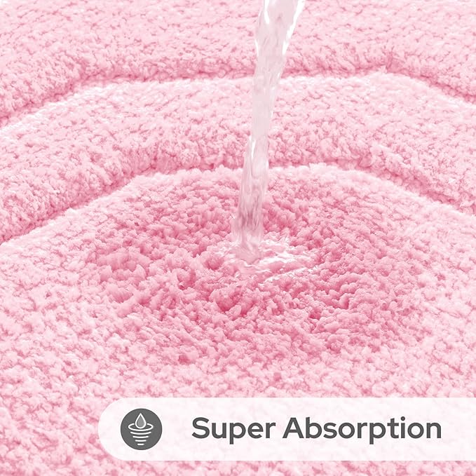HOMEIDEAS Pink Bathroom Rugs, 2 Piece Extra Soft and Absorbent Microfiber Plush Bath Mat with Non Slip Backing(Light Pink)