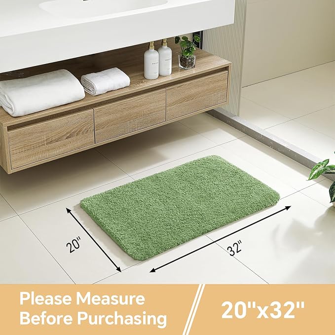 Hunter Green Bathroom Rugs 20"x32" - Soft Plush Bath Mat, Non Slip Absorbent Microfiber Bathroom Rug, Machine Washable Floor Mat - Perfect for Vanity, Sink or Bathtub Area