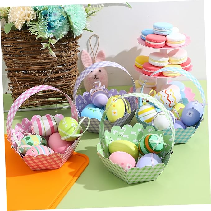 LIFKOME 12pcs Easter Bunny Design Baskets Adorable Storage for Boys and Girls for Easter Candy Treats and Interactive Play Early Education Decor