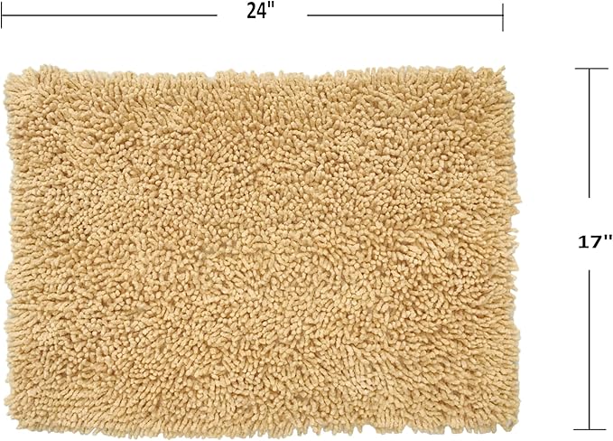 Home Weavers Fantasia Bath Rug 100% Cotton Bathroom Rugs Set, Machine Washable Rug, Extra Soft and Absorbent Bath Rug, Kitchen Mat, Bath Mat Set, Bath Floor Mat Non Slip, 17"x24" Rectangle, Yellow