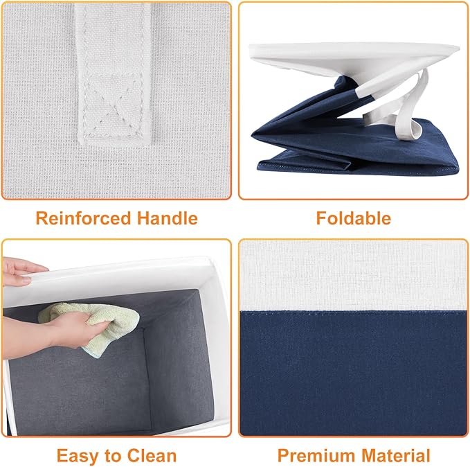 laundry basket 3-Pack, laundry hamper, Hamper with handles, collapsible laundry baskets, Waterproof dirty clothes hamper, Towel Storage for Home or Dorm, 125L-Blue
