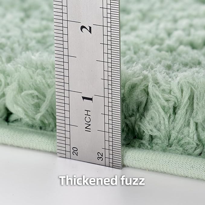 3 Pieces Luxury Bathroom Rug Set with U-Shaped Toilet Rug, Non-Slip Rubber Bottom, Thick Microfiber Fluffy Plush, Water absorption, Quick Dry, Ultra Soft, Bath Mats for Bathroom, Tub(Leaf Green)