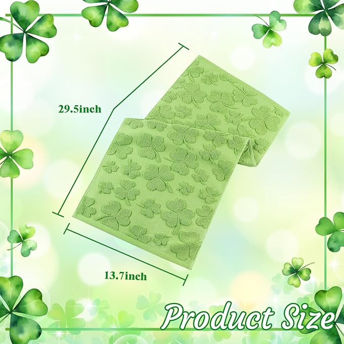 2 Pack St. Patrick's Day Hand Towels Green Clover Shamrocks Melody 100% Cotton Soft Absorbent Decorative Bathroom Towels Set for Kitchen Bath Pool Gym, 13.7'' x 29.5''