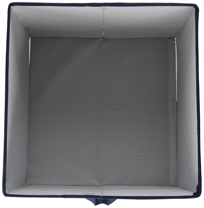 Bacati - Large Storage Tote Mix N Match Ikat Chevron/Dots Navy/Green 14 x 14 x 10 inches