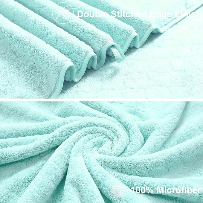 Hailea Luxury Bath Towels Set - 12 Piece (4 Large Bath Towels,4 Hand Towels,4 Washcloths), 100% Microfiber,Extra Absorbent Super Soft & Quick Dry,Complete Family Pack for Bathroom Gym Pool,Mint Green