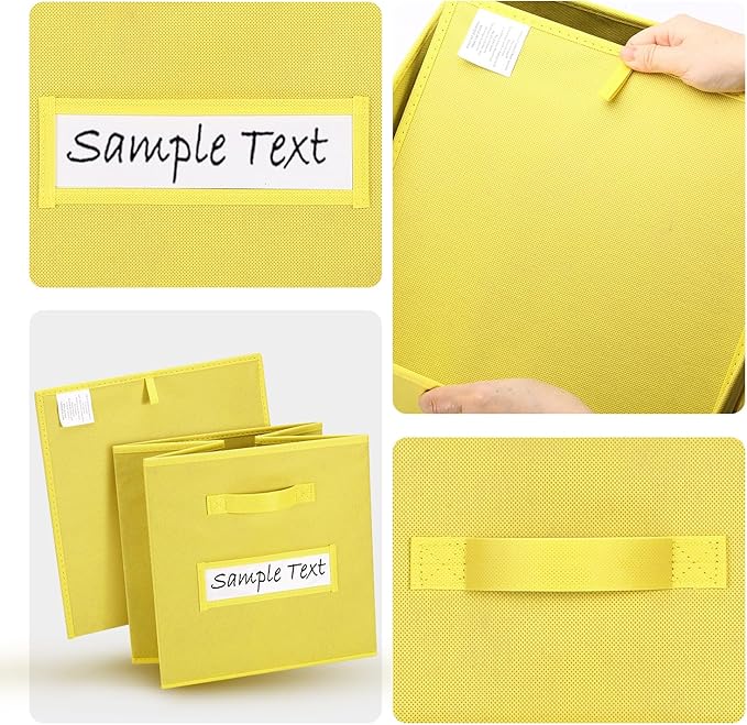 artsdi Fabric storage cubes (8 Pack) 13 Inch Cube Storage Bin, cube organizer bins with 8 Labels Window Cards & a Pen, Foldable cube organizer bins and Storage Box, Dark Yellow