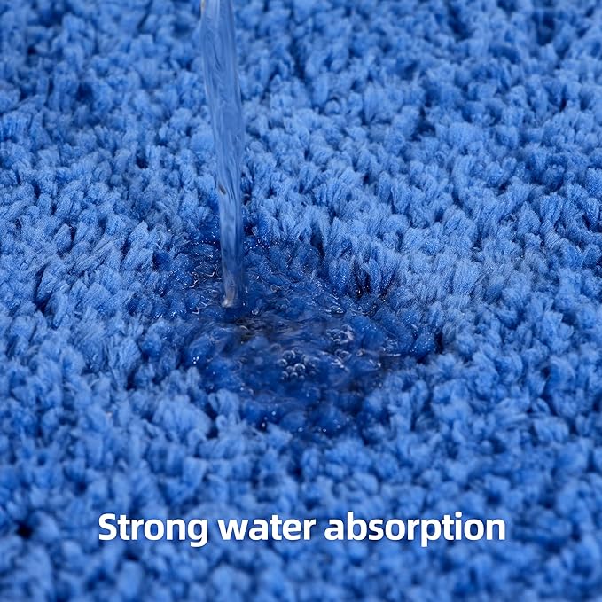 3 Pieces Luxury Bathroom Rug Set with U-Shaped Toilet Rug, Non-Slip Rubber Bottom, Thick Microfiber Fluffy Plush, Water Absorption, Quick Dry, Ultra Soft, Bath Mats for Bathroom, Tub(Sky Blue)