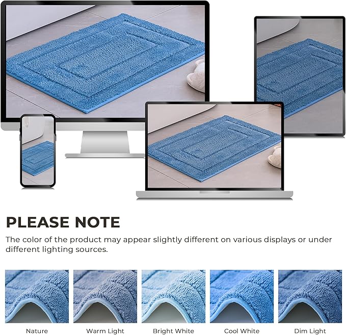 GRANNY SAYS Blue Bathroom Rugs Non Slip, 20" x 32", Bath Rugs for Bath, Bathroom Rugs Washable，Absorbent Bath Mats for Bath Floor, Shower Microfiber Bath Mat for Tub