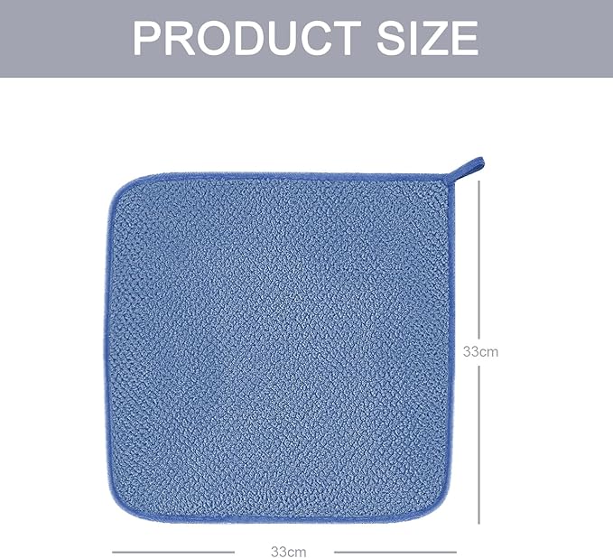 6 Pack Washcloth Set Towels - Quick Drying & Absorbent Microfiber Gym Towels 13x13 inches - Lightweight & Thin Yoga Towels - Multi-Purpose Camping Towels for SPA, Hotel & Bathroom, Blue