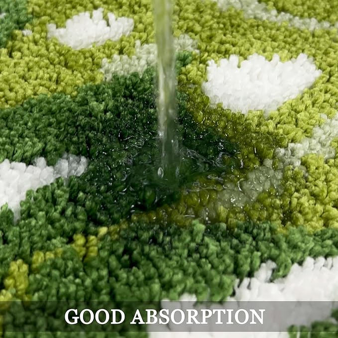 Green Bathroom Runner Rug - Leaf Long Bath Mat Tropical Monstera Bath Rugs Non Slip Washable Bathrug for Bathroom Floor, Cute Restroom Rug, Plant Absorbent Bathmat Botanical Home Decor 24" x 60"