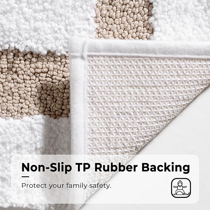 GRANNY SAYS Microfiber Bathroom Rugs Non Slip Washable, Water Absorbent Bathroom Mats for Tub, Soft Bath Mats for Bath Floor & Shower, Bath Rug, 16" x 24", Khaki Bath Rugs