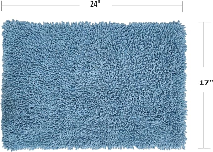 Home Weavers Fantasia Bath Rug 100% Cotton Bathroom Rugs Set, Washable Rug, Soft Cotton Extra Soft and Absorbent Bath Rug, Kitchen Mat, Bath Mat Set, Bath Floor Mat Non Slip, 17"x24" Rectangle, Blue