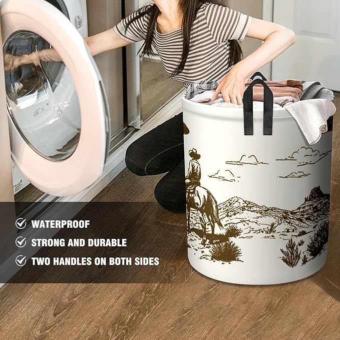 Space Western Baby Laundry Hamper,kids laundry Basket,Waterproof Storage Bin for Bedroom,Clothes Organizer Basket,Toys Box,Room Decor