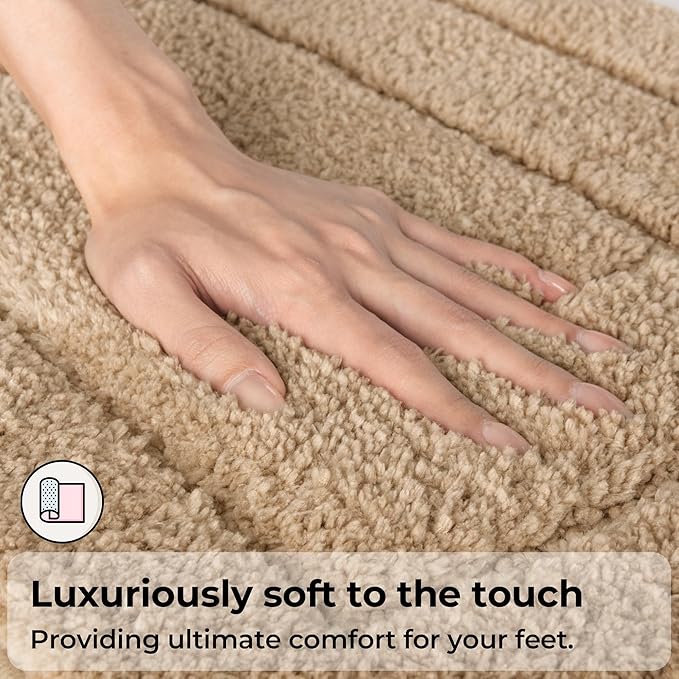 GRANNY SAYS Bathroom Rugs Sets 2 Piece,Soft Bath Mats for Bathroom, Bath Rugs Non Slip Washable, Absorbent Bath Rug for Tub,Shower and Toilet, Bathroom Mat Set (Beige, 20" x 32" + 16" x 24")