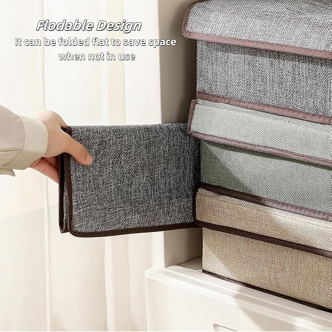 Sock Underwear Organizer Divider with Lid, 1+16 Cells Drawer Fabric Foldable Cabinet Closet Storage Boxes for Storing Socks, Underwear, Ties (Green)