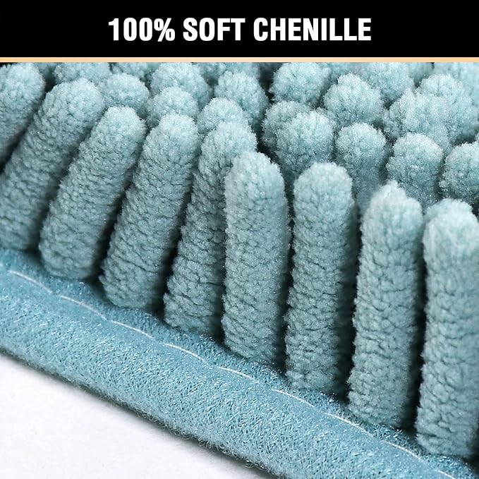 H.VERSAILTEX Bath Mat Bathroom Rug Bath Rugs for Bathroom Non Slip Bath Mats Extra Thick Chenille Rug 17" x 24" Absorbent Soft Shaggy Washable Dry Fast Plush Rugs for Bathtubs - Aqua Haze