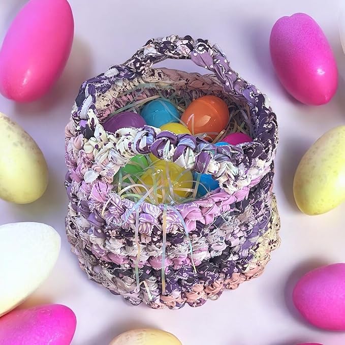 AMISH BASKETS AND BEYOND Infant Crochet Easter Basket Handmade Light Dark Purple Soft Cloth with Handles