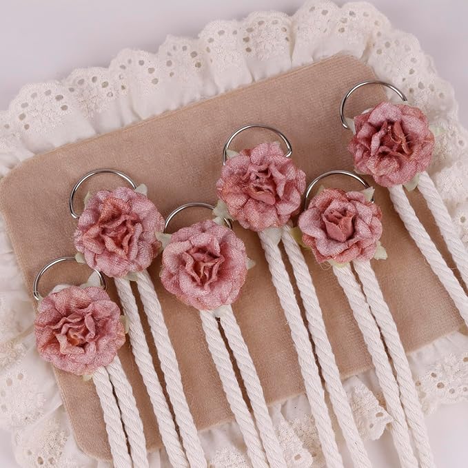 cherrboll Flower Hair Bow Organizer for Baby Girls, 6PCS Floral Hair Clips Holder Headband Hair Accessories Wall Hanging Organizers Storage for Toddler Room Nursery Decor