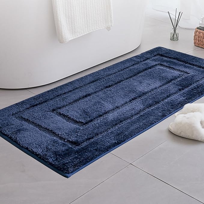 GRANNY SAYS Navy Bathroom Rugs, Bath Mats for Bathroom Non-Slip, Super Soft and Water Absorbent, Extra Large Bath Rugs Washable, Microfiber Bath Rugs for Bath Floor, Tub and Shower, 59" x 24"
