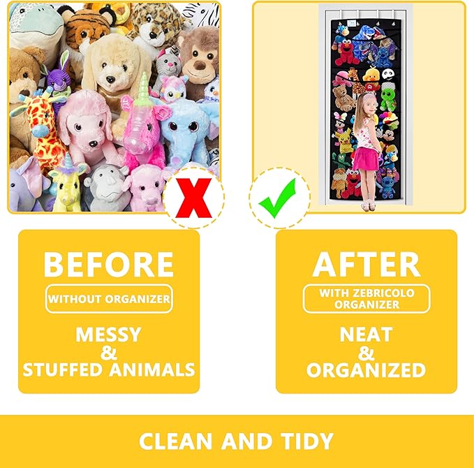 stuffed animal storage,The solution you have been looking for,stuff animal organizer,Holds a lot,toy storage,Way better than the ceiling hammocks,over the door,stuffy storage,Black