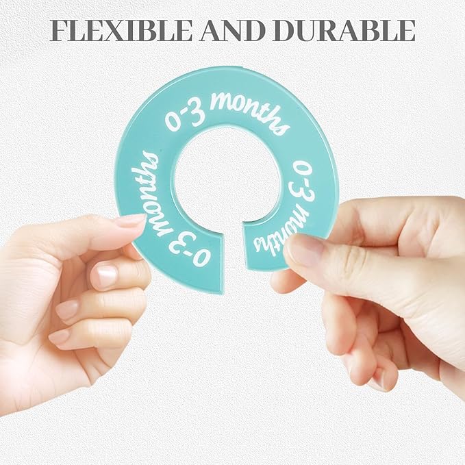 8 Pcs Baby Closet Dividers, Neutral Baby Clothes Organizer for Newborn to 24 Months, Baby Nursery Decor Clothes Hanger Dividers, Clear Labels for Easy Sorting, Fits Most Rods