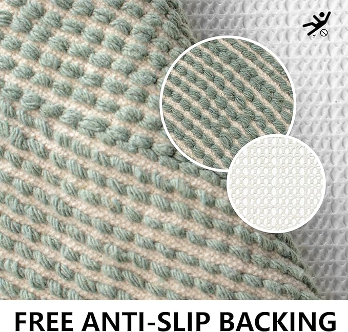 Half Circle Boho Bathroom Rugs with Tassels for Bohemian Bedroom Soft Half Circle Rug Handcrafted Crochet Cotton Non Slip Absorbent Washable Rug Cute Bath Mats for Boho Bathroom Decor 32"x20"