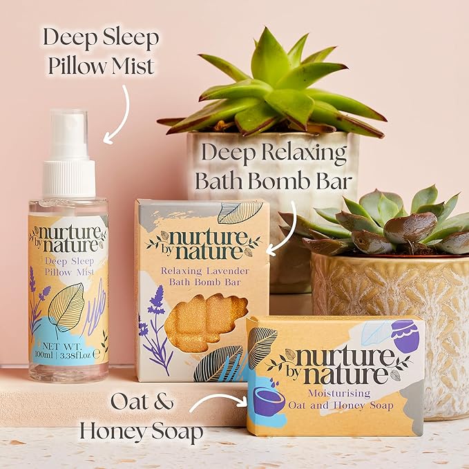 NURTURE BY NATURE Self Care Gift Set for Women – 6 Piece Relaxing Bath & Body Spa Gift Basket with Bath Bomb, Hand Cream & Scented Candle – Self Care Gifts for Valentine’s Day & Mother’s Day Gift