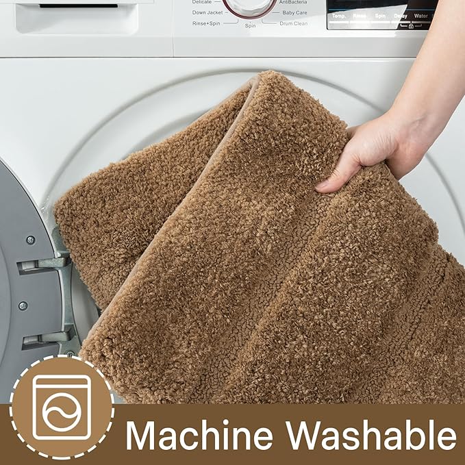 HOMORE Bathroom Runner Rug 24x60 Inch, Thick Soft and Absorbent Microfiber Bath Runner Rug, TPR Backing Non Slip Bath Mat, Washable Plush Bath Rug for Bathroom Floor Shower Tub Sink, Light Brown