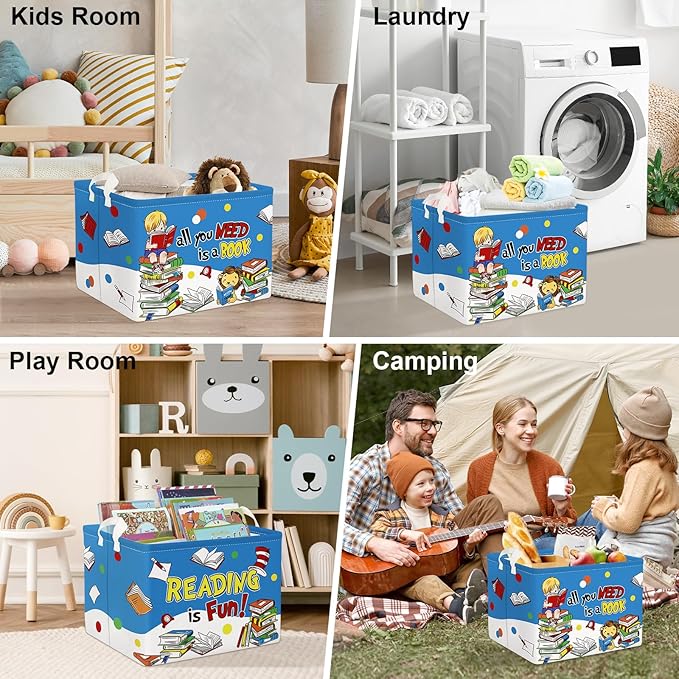 Clastyle Rectangular Animal Reading Book Basket for Kid Dr Quotes Back To School Classroom Kid Gifts Storage Nursery Room Decor Blue Baby Basket for Boys and Girls Cute Toy Storage Organizer Bin Box